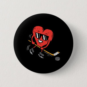 Badge Rond 5 Cm Joueur de hockey sur glace Coeur Valentines Jour M