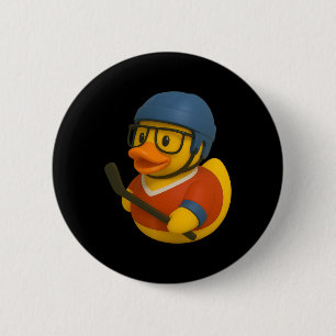 Badge Rond 5 Cm Joueur de hockey sur glace en canard en caoutchouc