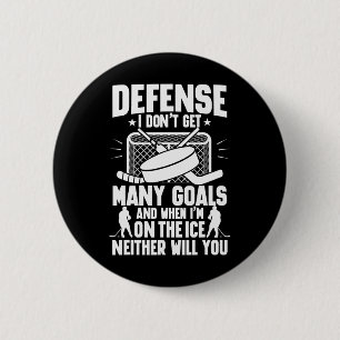 Badge Rond 5 Cm Joueur de hockey sur glace Gardien de but Défense