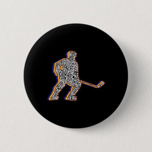 Badge Rond 5 Cm Joueur de hockey sur glace rétro pour hommes enfan