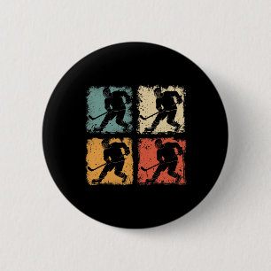 Badge Rond 5 Cm Joueur de hockey sur glace vintage Clic Graphique