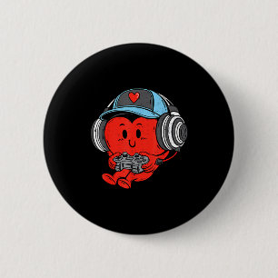 Badge Rond 5 Cm Joueur de jeu vidéo Cœur Saint-Valentin Garçons de