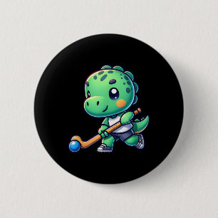 Badge Rond 5 Cm Joueur de l'équipe de hockey sur gazon de dinosaur