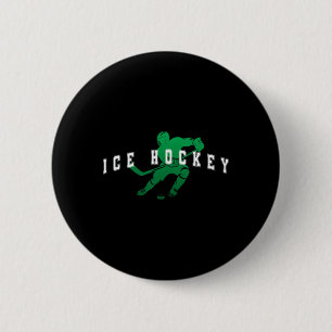 Badge Rond 5 Cm Joueur de l'équipe verte de hockey sur glace Texte