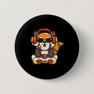 Badge Rond 5 Cm Joueur de Panda Rouge Drôle Amateur de Pandas Roug
