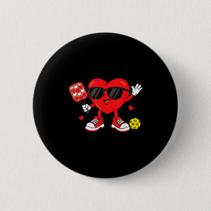 Badge Rond 5 Cm Joueur de pickleball cœur de la Saint-Valentin fem