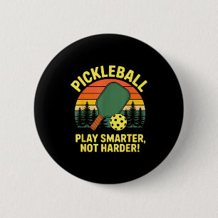 Badge Rond 5 Cm Joueur de pickleball servir smash rallye champion