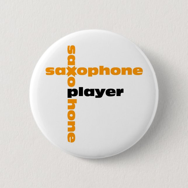 Badge Rond 5 Cm Joueur de saxophone (Devant)