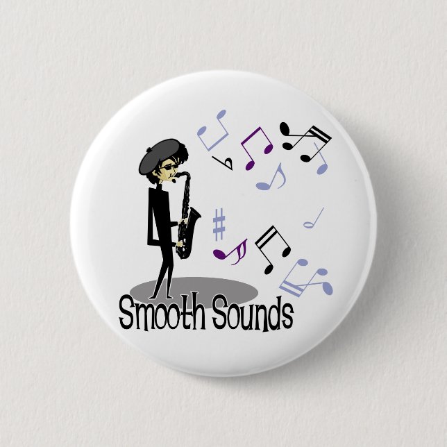 Badge Rond 5 Cm Joueur de saxophone beatnik de jazz (Devant)