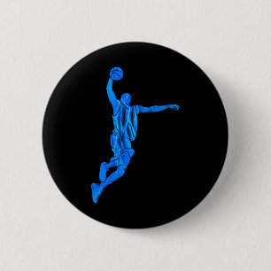 Badge Rond 5 Cm Joueur de Sketll Slam Dunk Blue Flames Art Abstrai