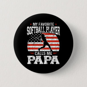 Badge Rond 5 Cm Joueur de softball préféré m'appelle Papa Drôle de
