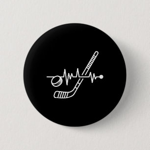 Badge Rond 5 Cm Joueur de sport de hockey sur glace Bâton et rythm