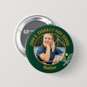 Badge Rond 5 Cm Joueur de tennis Photo Lycée Vert Or