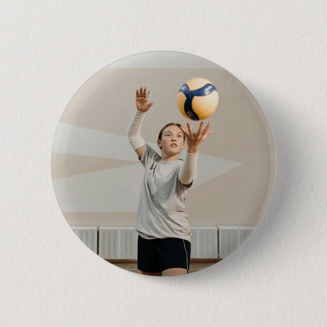 Badge Rond 5 Cm Joueur de volley-ball personnalisé Sport photo (Devant)