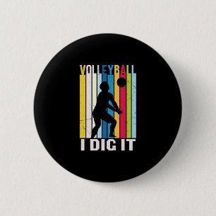 Badge Rond 5 Cm Joueur de volley-ball   Volleyball Je L'Ai Creusé