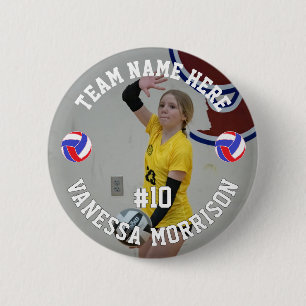 Badge Rond 5 Cm Joueur de Volleyball Ajouter Nom Numéro Équipe et 