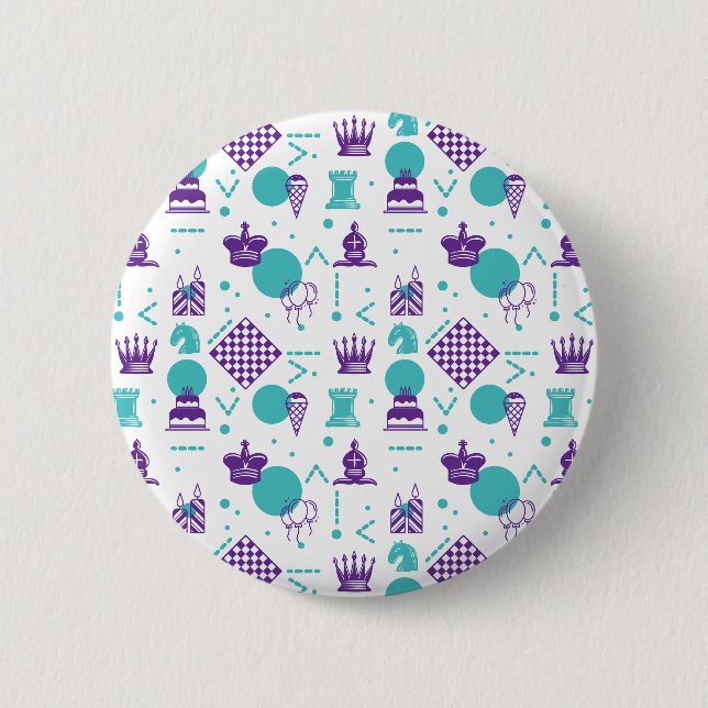 Badge Rond 5 Cm Joueur d'échecs Anniversaire (Devant)