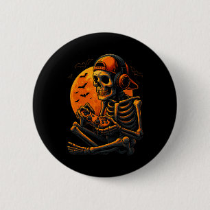 Badge Rond 5 Cm Joueur effrayant Halloween squelette effrayant jou