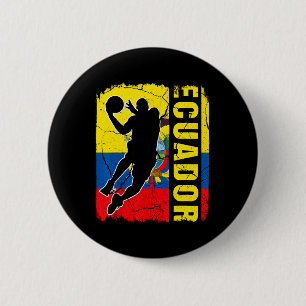 Badge Rond 5 Cm Joueur équatorien de basket-ball Equateur Drapeau 