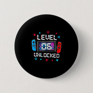 Badge Rond 5 Cm Joueur Niveau 6 Débloqué Cadeau d'anniversaire 6 a