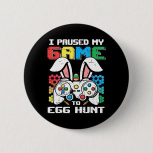 Badge Rond 5 Cm Joueur Pâques Jour Toddler Garçon J'Ai Interrompu