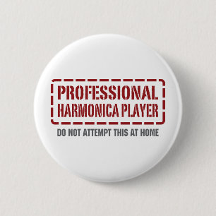 Badge Rond 5 Cm Joueur professionnel d'harmonica
