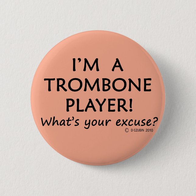 Badge Rond 5 Cm Joueur Trombone (Devant)