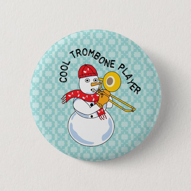 Badge Rond 5 Cm Joueur Trombone cool (Devant)