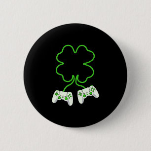 Badge Rond 5 Cm Joueur vidéo Saint-Patrick Fleur de trèfle avec ma