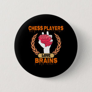 Badge Rond 5 Cm Joueurs d'échecs Aime Cerveau Drôle Effrayant Hall