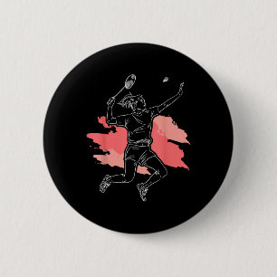 Badge Rond 5 Cm Joueuse de badminton - Écraser le volant Athlète S