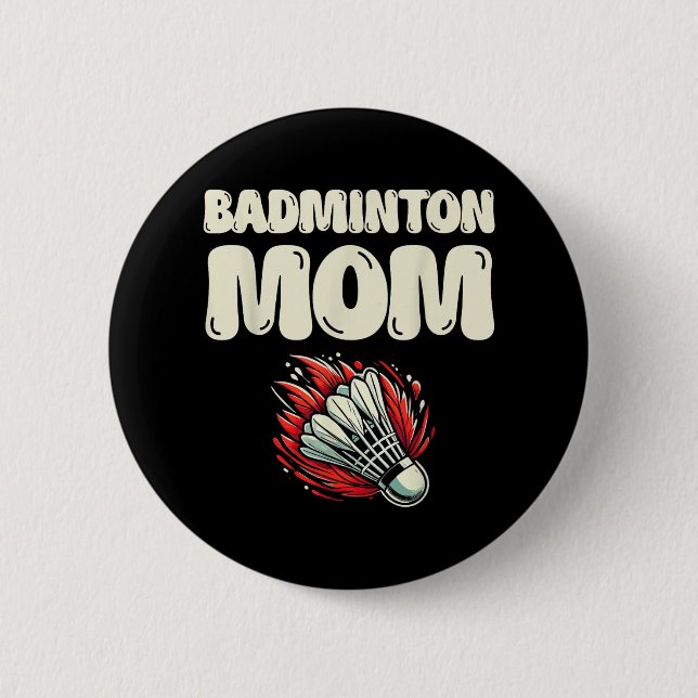 Badge Rond 5 Cm Joueuse de badminton maman navette  (Devant)