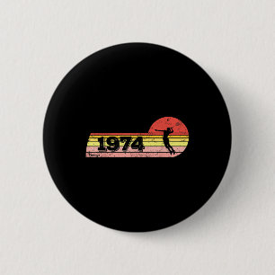 Badge Rond 5 Cm Joueuse de badminton Née en 1974 Anniversaire Vint