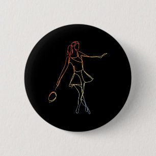 Badge Rond 5 Cm Joueuse de badminton Sketch Shuttle Jeu Pour Gi