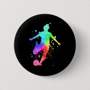 Badge Rond 5 Cm Joueuse de football féminine Athlète féminine Coul
