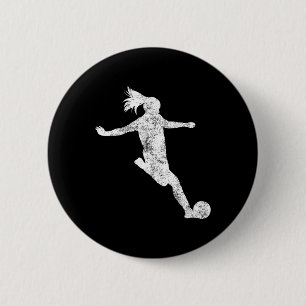 Badge Rond 5 Cm Joueuse de football fille cadeau