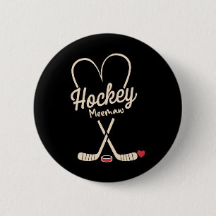 Badge Rond 5 Cm Joueuse de hockey Meemaw cœur
