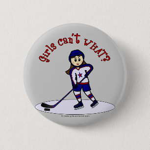 Badge Rond 5 Cm Joueuse de hockey pour filles légères