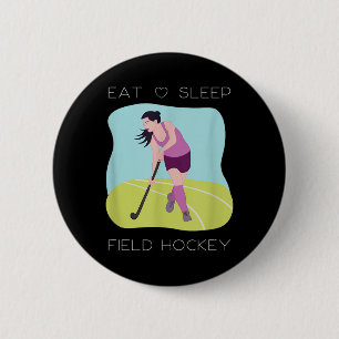 Badge Rond 5 Cm Joueuse de hockey sur gazon en salle filles entraî
