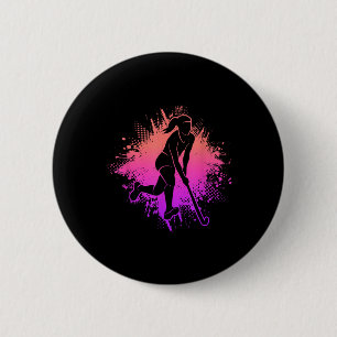 Badge Rond 5 Cm Joueuse de hockey sur gazon Hockey Filles Dames Ho