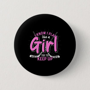 Badge Rond 5 Cm Joueuse de hockey sur glace Femmes Filles Sports G