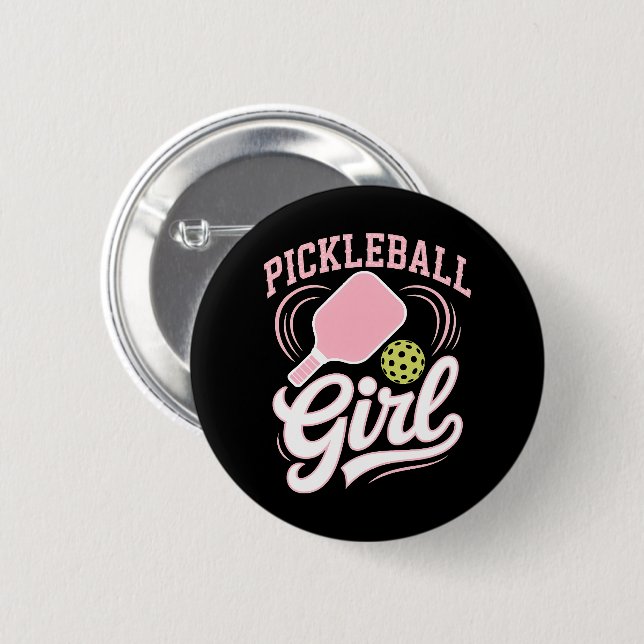 Badge Rond 5 Cm Joueuse de pickleball fille (Devant & derrière)
