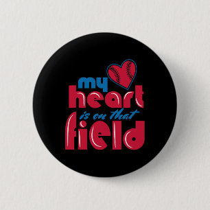 Badge Rond 5 Cm Joueuse de softball Amateur de sport Mon cœur est