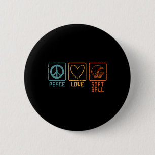 Badge Rond 5 Cm Joueuse de softball sportive Hippie Signe de paix