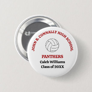 Badge Rond 5 Cm Joueuse de volley-ball personnalisée au lycée roug