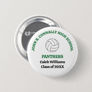 Badge Rond 5 Cm Joueuse de volley-ball personnalisée au lycée vert