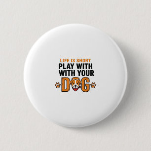Badge Rond 5 Cm Jouez Avec Votre Chien Dessin de Gravure Vintage D
