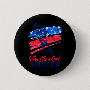 Badge Rond 5 Cm Jouez Comme Une Fille Football Sport Enfants Fille