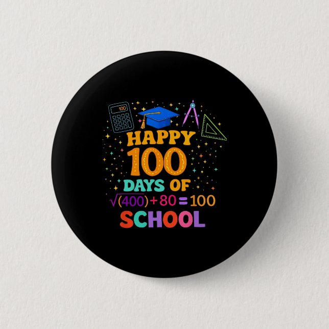 Badge Rond 5 Cm Jour 100 d'enseignant de l'école 100 jours formule (Devant)