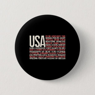Badge Rond 5 Cm Jour 4 Juillet Usa Drapeau Amérique Carte d'Etat N